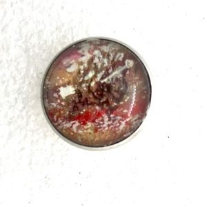 Brooch pin hand painted glass dome handcrafted